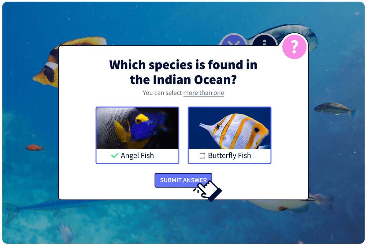 Question from an interactive quiz of Genially