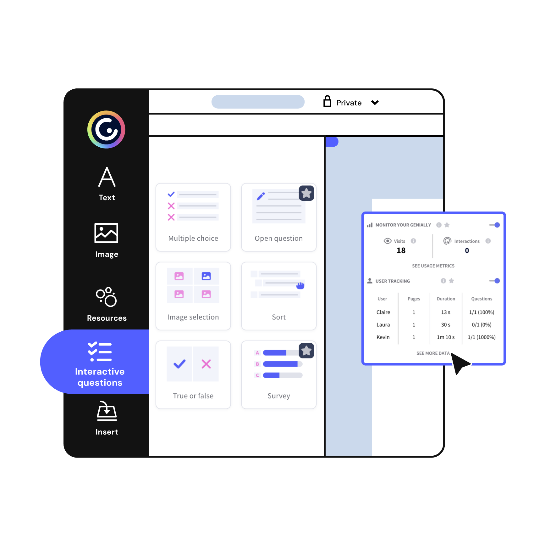 Edit interactive questions in Genially